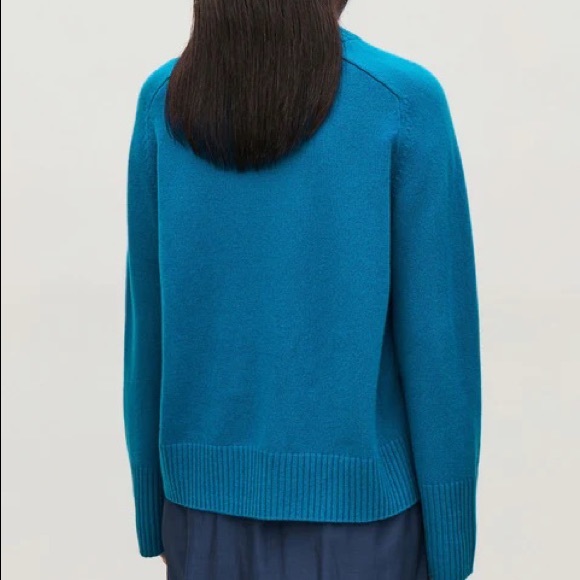 COS Bright Blue 100% Cashmere Oversized Pullover Sweater Turquoise Size Small S - Picture 3 of 8